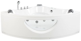 Fehér whirlpool masszázskád LED világítással 207 x 146 cm TOCOA II Beliani