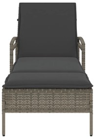 szürke polyrattan napozóágy párnával 63x200x81 cm