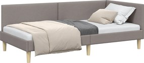vidaXL Sarokágy keret Tópszínű 90 cm x 200 cm Szövet és Plywood