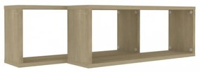 2 db sonoma tölgy szerelt fa négyszögű fali polc 60x15x23 cm