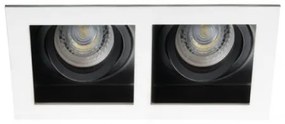 LED lámpatest , spot keret , négyzet , 2 x MR16/GU10 , beépíthető , billenthető , fekete , fehér , ARET