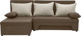 ERIS Kinyitható sarokkanapé Sötétbarna/krém