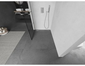 Mexen Kioto, Walk-In zuhany paraván 80 x 200 cm, 8 mm átlátszó üveg fekete mintás, csiszolt acél profil, 800-080-101-97-77