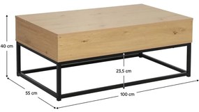 Dohányzóasztal Lendemain (tölgy + fekete)  (tárolóhellyel). 1116406