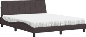 vidaXL ágy matraccal Hanko Sötétbarna 160x200 cm szövet