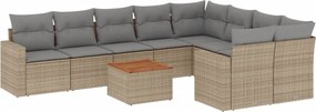 vidaXL 10 részes vegyes bézs polyrattan kerti ülőgarnitúra párnákkal