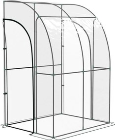 Outsunny Fali Üvegház, Balkon Üvegház, Erősített PVC Ponyva, Acél Váz, 2 Feltekerhető Cipzáras Ajtó, Zöldségek, Növények, Virágok Számára, Beltéri és