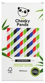 Szívószál, egyenes, bambusz, XL méret, 100 db, CHEEKY PANDA, vegyes színek (KHH915)