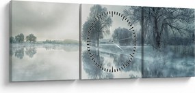 Téli természet képe (órával) (90x30 cm)
