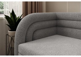 Szürke buklé kinyitható-tárolóhelyes kanapé bal oldali 223 cm Fabillo – ELTAP