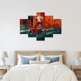 Piros kerék képe, akril festés (150x105 cm)
