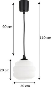Brilagi - LED zsinóros csillár RETRO GLASS 1xE27/60W/230V Ø 20 cm fekete/fehér