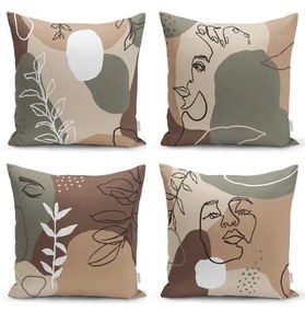 Drawing Face 4 db párnahuzat, 43 x 43 cm - Minimalist Cushion Covers
