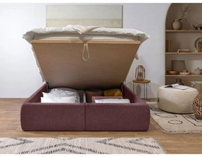 Rózsaszín kárpitozott ágyneműtartós franciaágy ágyráccsal 160x200 cm Garance – Bobochic Paris