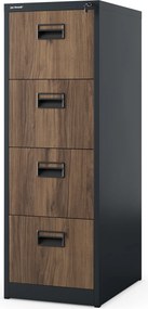 Fém irattároló szekrény 4 fiókkal, antracit/dió, 460x1320x620 mm: SARA Eco Design