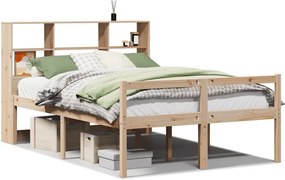 vidaXL tömör fenyőfa könyvespolcos ágy matrac nélkül 160 x 200 cm