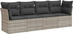 vidaXL 4 részes világosszürke polyrattan kerti ülőgarnitúra párnákkal