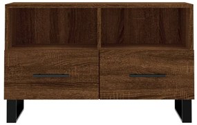 barna tölgyszínű szerelt fa TV-szekrény 80 x 36 x 50 cm