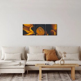 Kép - Napraforgó fekete háttérben (órával) (90x30 cm)