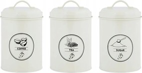 3 db-os konyhai tároló szett Retro fém doboz kávéhoz tea cukor