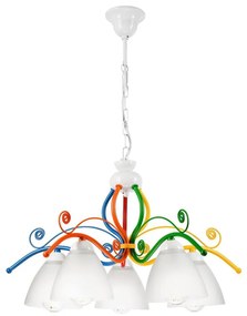Csillár láncon RETRO 5xE27/60W/230V fehér/színes