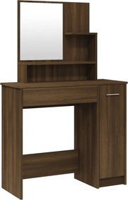 vidaXL barna tölgy színű fésülködőasztal tükörrel 86,5 x 35 x 136 cm