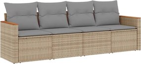 vidaXL 4 részes bézs polyrattan kerti ülőgarnitúra párnákkal