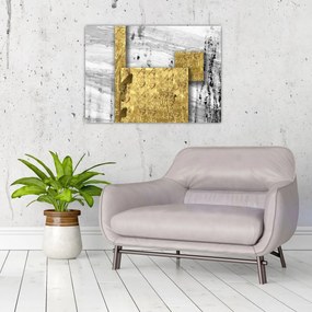 Üveg kép - Arany négyzetek N⁰1 (70x50 cm)