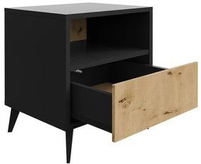 Éjjeliszekrény OVESSI 52x47 cm fekete/tölgy artisan