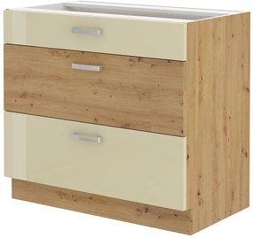 Alsó konyhaszekrény Arryn 80 D 3S BB (artisan tölgy + fényes krém). 1024719