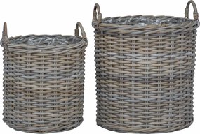 vidaXL Virágkosár tárolóval 2 pcs Szürke Lacak rattan