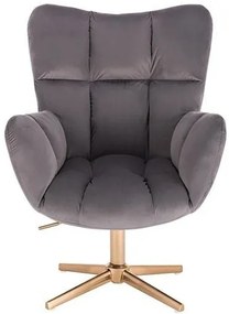 HR650CROSS Grafit modern velúr szék arany lábbal