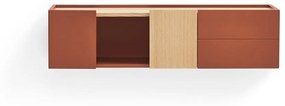 Téglavörös-natúr színű alacsony komód tölgyfa dekorral 110x23 cm Otto – Teulat