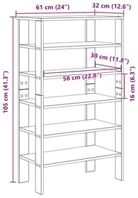 betonszürke szerelt fa cipőtartó 61x32x105 cm