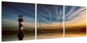 Világítótorony a tengeren (órával) (90x30 cm)