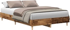 vidaXL antik fa szerelt fa ágykeret matrac nélkül 135x190 cm