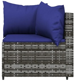 3 részes szürke polyrattan kerti ülőgarnitúra párnákkal