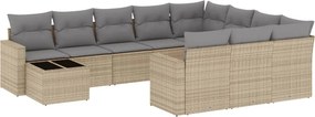 vidaXL 11 részes bézs polyrattan kerti ülőgarnitúra párnákkal