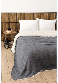 Sötétszürke muszlin ágytakaró franciaágyra 230x250 cm – Mijolnir