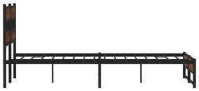 barna tölgy színű fém ágykeret matrac nélkül 140 x 200 cm