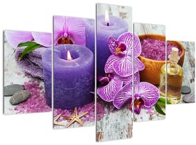 Orchideák és gyertyák képe (150x105 cm)