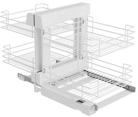 Konyhai fémrács, sarokszekrénybe, teljes kihúzás, csillapított záródás, fehér, univerzális, 1000mm, 500mm ajtó szélesség, Sige Green Line 340