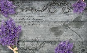 Fotótapéta Levendula szitakötő vintage virágok shabby chic elegancia 254x184 +ragasztó