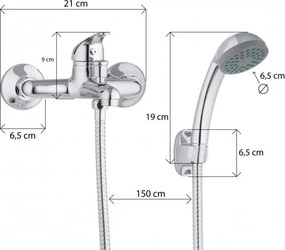 Erga Timo, kádcsaptelep kézizuhany készlettel, króm, ERG-YKA-BW.TIMO-CHR