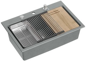 gránit mosogató MARC 110 WORKSTATION Grey Metallic