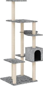 vidaXL világosszürke macskabútor szizál kaparófákkal 142 cm
