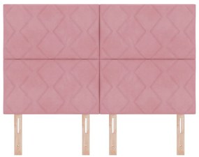 Rózsaszín gyémánt blokk mintás fejtámla 160 cm bársony