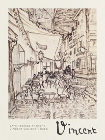 Festmény reprodukció Café Terrace at Night Sketch - Vincent van Gogh, (30 x 40 cm)