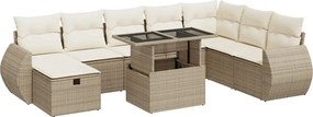 vidaXL 9 részes bézs polyrattan kerti ülőgarnitúra párnákkal