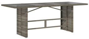 vidaXL szürke polyrattan üveglapos kerti asztal 190x80x74 cm